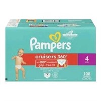 PAMPERS Size 4 Baby Diaper, Cruisers 360°, 108 Dia