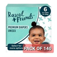 rascal + friends premium diapers pack, 140 units,