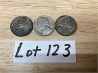 1942, 1943, & 1945 Nickels