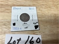 1850 France 50 Cent .900 Silver