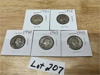 1940,1943,1945,1950, & 1954 Quarters