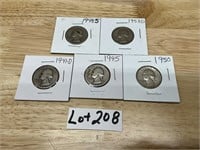 1941-D, 1945, 1948-S, 1950 & 1953-D Quarters