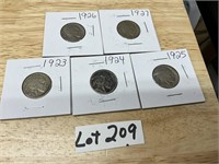 1923,1924,1925,1926, & 1927 Buffalo Nickels