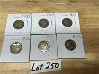 6-1920's Buffalo Nickels