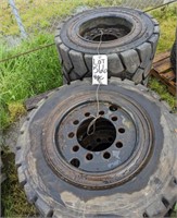 4 Forklift tires on rims (2 sizes-read below)