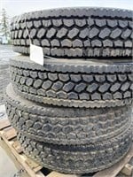 4 Bridgestone radial tires,11R/22/5,no rims
