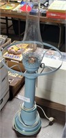 BLUE METAL ELECTRIC LANTERN- STYLE LAMP