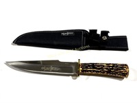 Ozark Mountain Stag Antler Handle Knife & Sheath