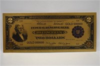 $2 Gold Foil Currency Replica