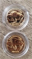1927 & 1936 Gold Plated Buffalo Nickels