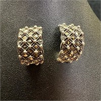 Sterling Silver Half Hoop Marcasite Earrings