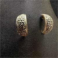 Sterling Silver Marcasite Half-Hoop Earrings