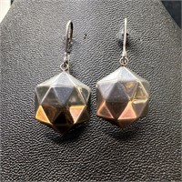 Sterling Silver Geodesic Hexagon Earrings