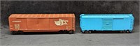 2 Vintage Distressed Blue & Southern Belle Boxcars