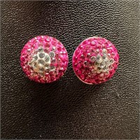 Sterling Silver CZ Pink & White Earrings