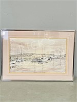 framed watercolor Sailboats by M. Storm Suke '85