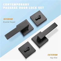 KNOBWELL 2 Pack Square Matte Black Entry Handle An