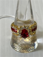 Ring size 8 w/ rubies gold overlay .925