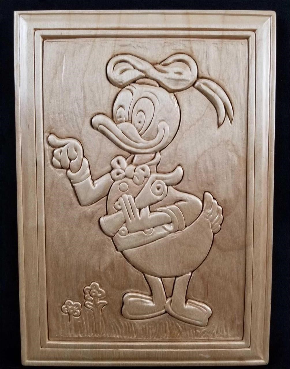 Vintage Donald Duck Handmade Wooden Plaque Carving