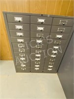 33 drawer metal file card cabinet w/ contents
