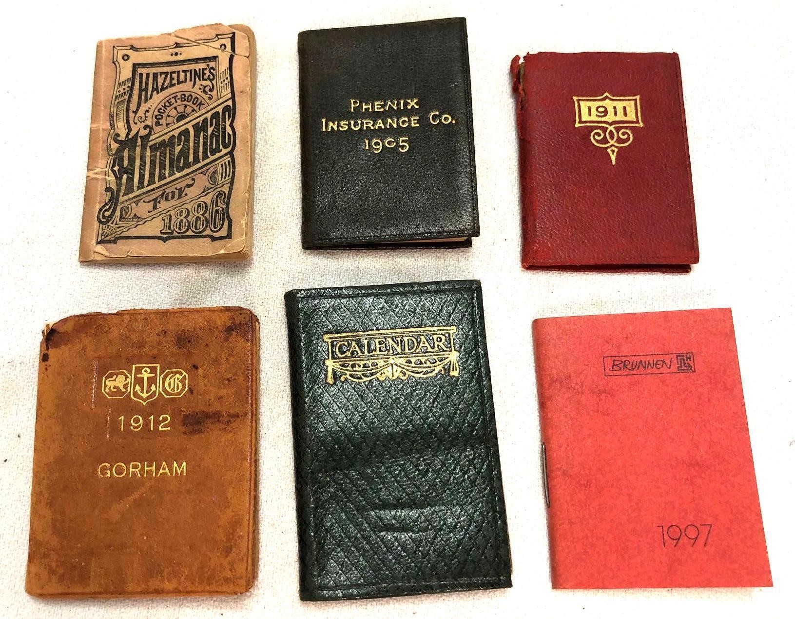 6 Pocket Calendars & Almanacs (Dates 1886-1997)