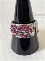 Ring size 7 1/2 w/ rubies "Tree of Life" .925