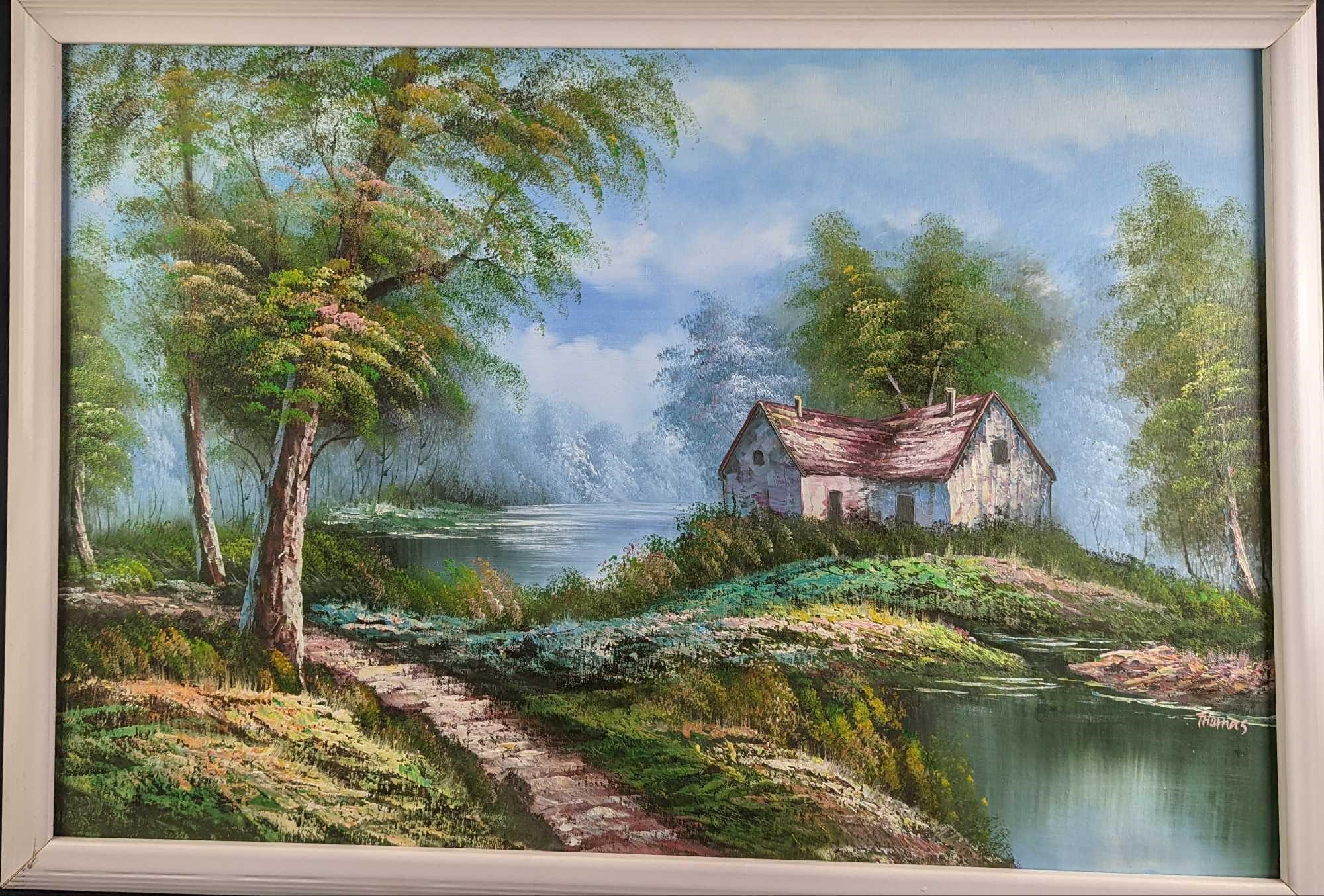 JB Framed Original Oil On Panel Mountain Landscape