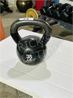 35 lb cast metal & rubber kettlebell weight