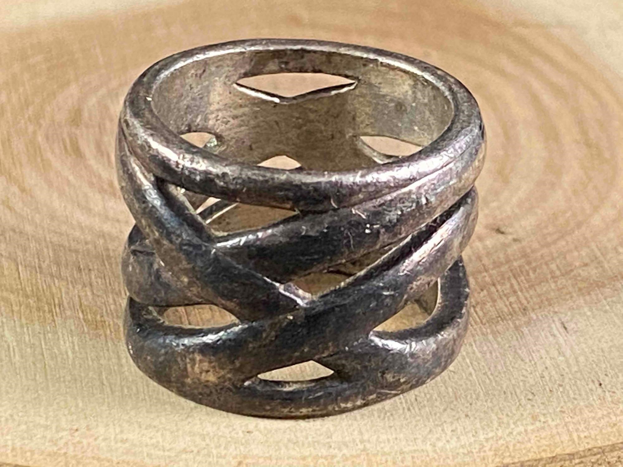 Vintage Sterling Basket Weave Ring