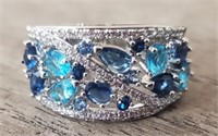 Blue Sapphire & Aquamarine Ring