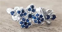 Blue Sapphire Flower Ring