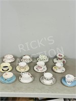 12 assorted cups & saucers