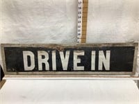 Vintage 2 Sided Painted “Drive In” Wood Sign,