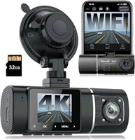 ABASK 4K WiFi Dual Dash Cam with 32G SD Card 4K+10