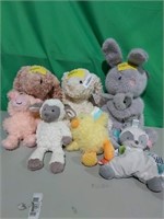 Lot of 7, plush toys, Various animals, colors and