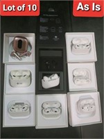 Lot of 10, Defective, Earbuds & Charging case, Var