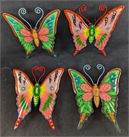 Hand Painted Metal Butterflies Lot Of Four B