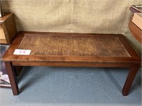 Vintage woven coffee table; 20x45x17