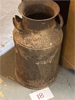 Vintage rustic large metal dairy can