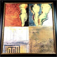 Large Abstract Print On Canvas 4 Panels Figures an