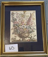 Antique replica artwork; flora bouquet 18.5x23