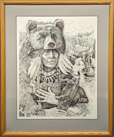 Framed Richard D Harris S&N Bear Hatted Man Print