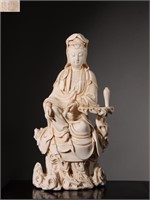 Chinese Blanc De Porcelain Guanyiin Statue
