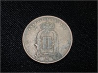 1879 Swedish 5 Ore Coin