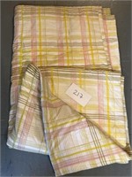 Vintage blanket; yellow pink and green stripes