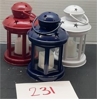 (3) led lanterns red white and blue
