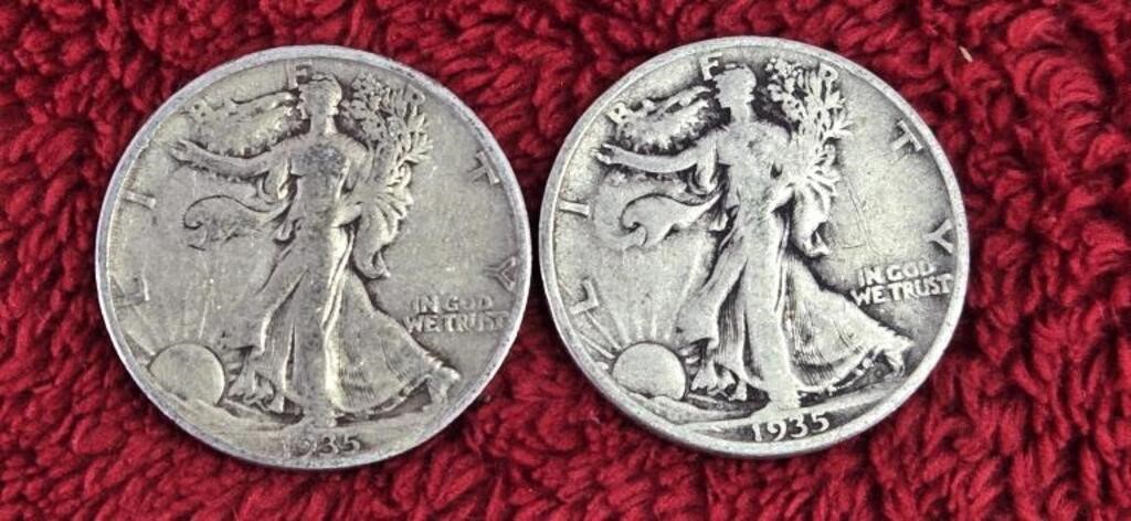 2 Each 1935 Walking Liberties (90% Silver)