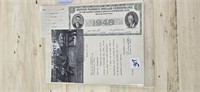 Thomas Dewey Signed Letter & Dollar Certificate