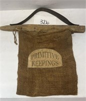 Vintage primitive keeping’s burlap bag