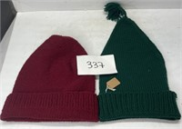 Red and Green Wool Knit Beanie Hat